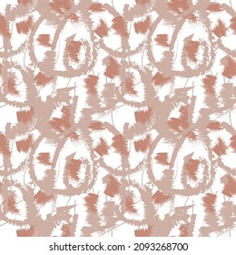 Vector seamless pattern with beige abstract texture in hand drawing with dry brush. Modern ornament for fabrics and surfaces with linear forms on a white background.