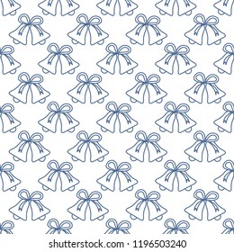 Vector seamless pattern with bells. Christmas and New Year 2019 background. Design for packaging paper, fabric and other print.