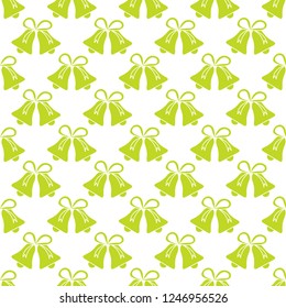 Vector seamless pattern with bells. Christmas and New Year 2019 background. Design for packaging paper, fabric and other print.
