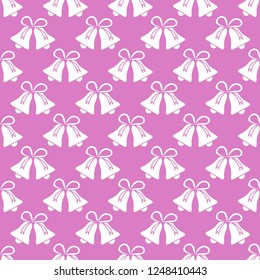 Vector seamless pattern with bells. Christmas and New Year 2019 background. Design for packaging paper, fabric and other print.