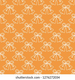 Vector seamless pattern with bells. Christmas and New Year 2019 background. Design for packaging paper, fabric and other print.