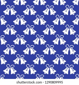 Vector seamless pattern with bells. Christmas and New Year 2019 background. Design for packaging paper, fabric and other print.