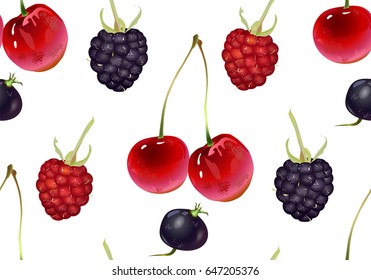 Vector seamless pattern of berries.. Background design for tea, ice cream, natural cosmetics, candy and bakery with berry filling, health care products. Best for Fabrics , wrapping paper.