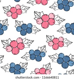 Vector seamless pattern of Berries. The cartoon style. Scandinavian style.
