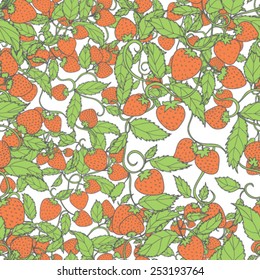 Vector seamless pattern with berries and leaves