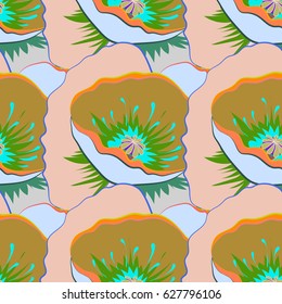 Vector seamless pattern. Best creative design for poster, flyer, presentation. Aloha T-Shirt design. Aloha Hawaii, Luau Party invitation background with abstract multicolor flowers.