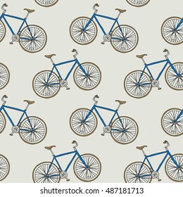 Vector seamless pattern with bicycle