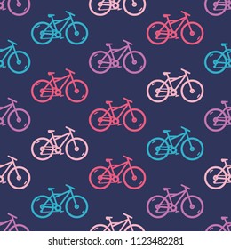 Vector seamless pattern with bicycles
