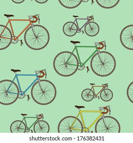 Vector seamless pattern with bikes