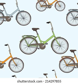 Vector seamless pattern with bikes