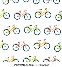 vector seamless pattern with bikes
