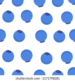 Vector seamless pattern with bilberries. Blueberries in flat style.