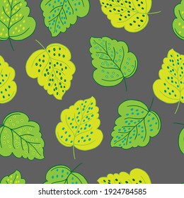 vector seamless pattern birch leaves on a asphalt. For fabrics, paper, wallpaper, backgrounds