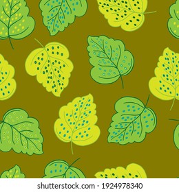 vector seamless pattern birch leaves on a sky background. For fabrics, paper, wallpaper, backgrounds