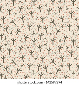 Vector seamless pattern with bird footprints