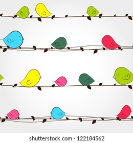 vector seamless pattern with birds