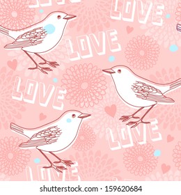 Vector seamless pattern with birds.
