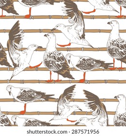 Vector seamless pattern with birds