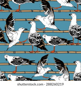 Vector seamless pattern with birds