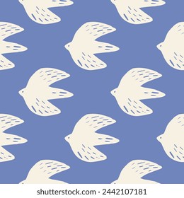 Vector seamless pattern birds. Cut paper for print, textile, patterns and covers. Trendy minimal creative style
