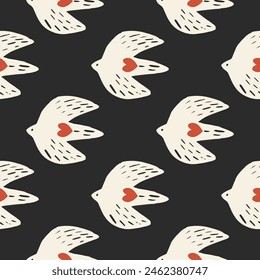 Vector seamless pattern birds. Cut paper for print, textile, patterns and covers. Trendy minimal creative style