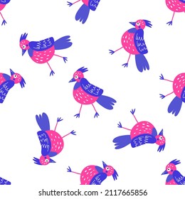 Vector seamless pattern with birds. Birds in the doodle style