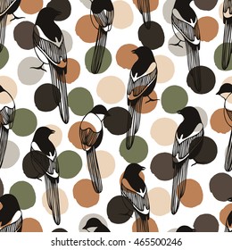 Vector seamless pattern with birds. Good for fashion fabric print, surface texture, pattern fills, web page background.