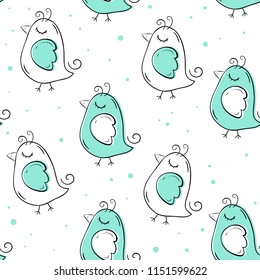 Vector seamless pattern with birds. Scandinavian motives.