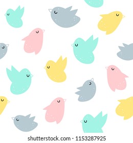Vector seamless pattern with birds. Scandinavian motives.