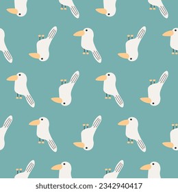 Vector seamless pattern with bird.Tropical jungle cartoon creatures.Pastel animals background.Cute natural pattern for fabric, childrens clothing,textiles,wrapping paper.