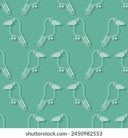 Vector seamless pattern with bird.Tropical jungle cartoon creatures.Pastel animals background.Cute natural pattern for fabric, childrens clothing,textiles,wrapping paper.