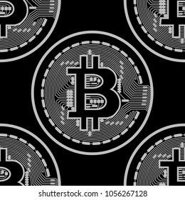 Vector seamless pattern with bitcoins.