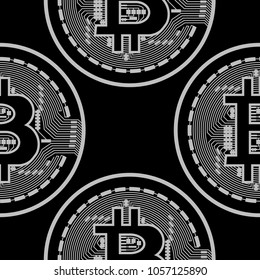 Vector seamless pattern with bitcoins.