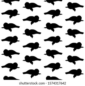 Vector seamless pattern of black baby seal silhouette isolated on white background