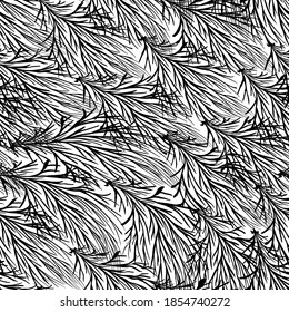 Vector seamless pattern. Black branches on a white background.