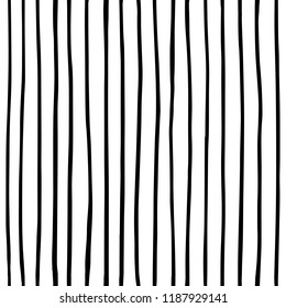 Vector seamless pattern. Black brush strokes. Monochrome hand drawn stripes. 