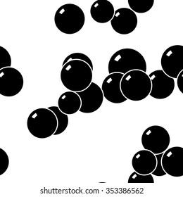 Vector seamless pattern with black bubbles on white. Abstract background.