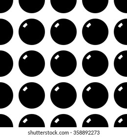 Vector seamless pattern with black bubbles on white. Abstract background.