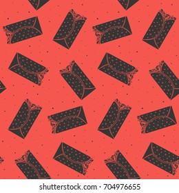 Vector seamless pattern with black burrito silhouettes on red background. Nice fast food texture for textile, wallpaper, background, cover, wrapping paper, banner, bar and cafe menu design