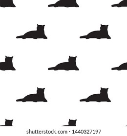 vector seamless pattern with black cats