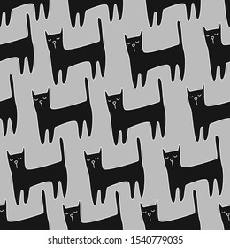 vector seamless pattern with black cats. can be used as Wallpaper, background, packaging paper design, textiles, notebooks and notepads and other things.