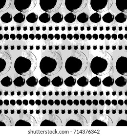Vector seamless pattern. Black circles on white background. Abstract hand drawn illustration.