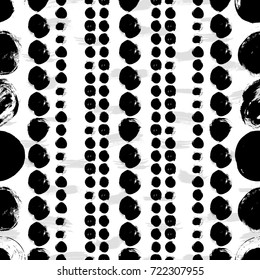 Vector seamless pattern. Black circles on white background. Abstract hand drawn illustration.