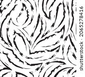 Vector seamless pattern in black colors from corners and flowing stripes with torn edges.Vector seamless pattern of abstract shapes in black and white colors.Simple monochrome texture zebra.