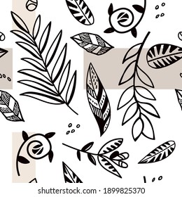 vector seamless pattern of black graphic leaves. suitable for fabric, clothing, design, background