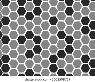 Vector seamless pattern with black and gray honeycombs. Monochrome print for fabric, wallpaper, wrapping paper.	
