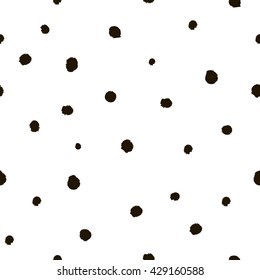 Vector seamless pattern with black grunge dots. Stylish background with randomly disposed spots