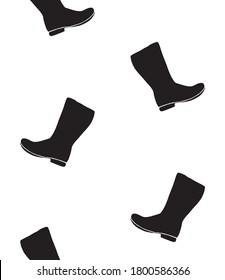 Vector seamless pattern of black hand drawn doodle sketch gumboots isolated on white background