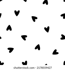 Patrón transparente de vectores con corazones negros