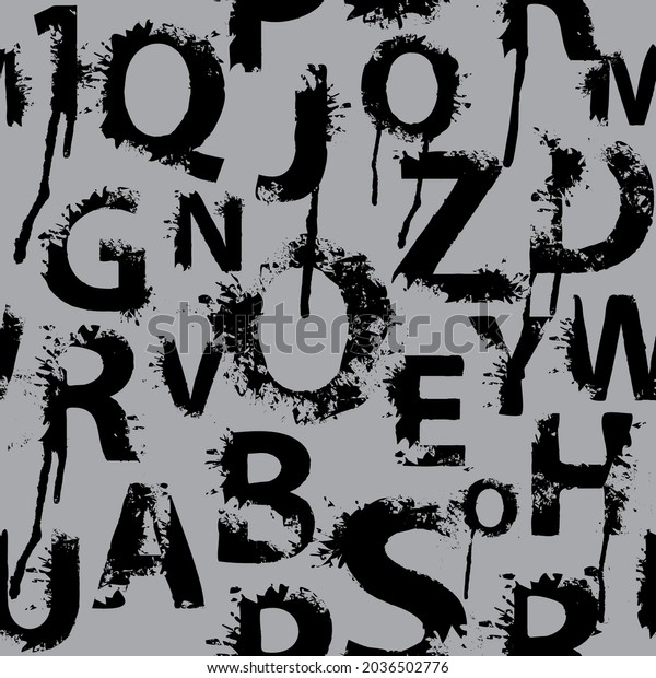 Vector Seamless Pattern Black Latin Letters Stock Vector (Royalty Free ...